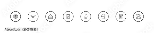 Free Download outline bistro and restaurant icons set - closed, jar full of food, toasted bread. editable vector for web and mobile ui - GFXLoad
