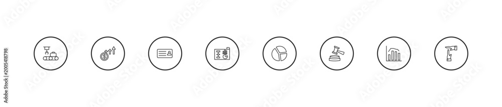 Fototapeta premium outline business and finance icons set - business card, business plan, circular chart. editable vector for web and mobile ui
