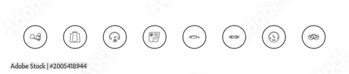 Photos outline car parts icons set - car petrol gauge, car glove compartment, silencer