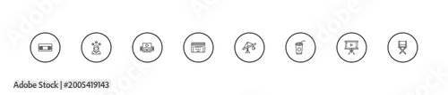 Fotografía outline cinema icons set - home theater, 1080p full hd, jimmy jib