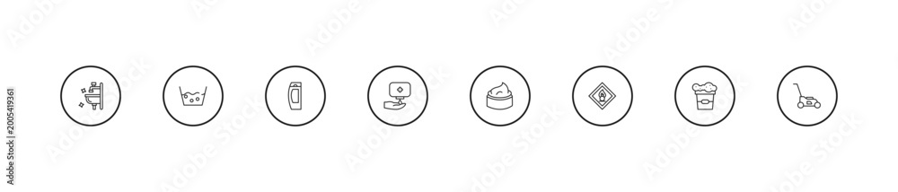 Obraz premium outline cleaning icons set - shampoo, hands cleanin, cream. editable vector for web and mobile ui