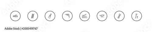 Fotografia outline construction tools icons set - scratcher tool, hand drill, staple gun