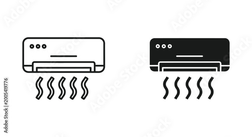Air conditioning unit climate control icon in outline and solid styles for home cooling systems and hvac maintenance services website graphics and technical documentation visual assets
