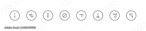 Photos outline construction icons set - screw, stopping, sealant gun