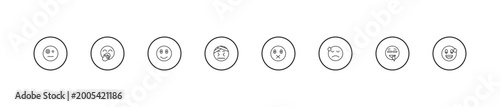 Foto outline emoji icons set - emoji emoji, headache muted editable vector for web an