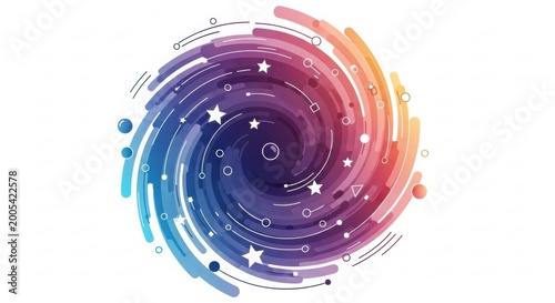 colorful spiral galaxy design with glowing stars and cosmic energy flow illustration