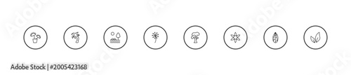 Foto outline nature icons set - savannah, pollen, slippery elm tree
