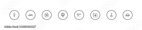 Valokuva outline nautical icons set - ship engine propeller, port and starboard, boat telescope