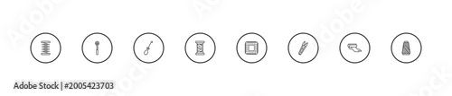 Foto outline sew icons set - awl, cotton reel, patch
