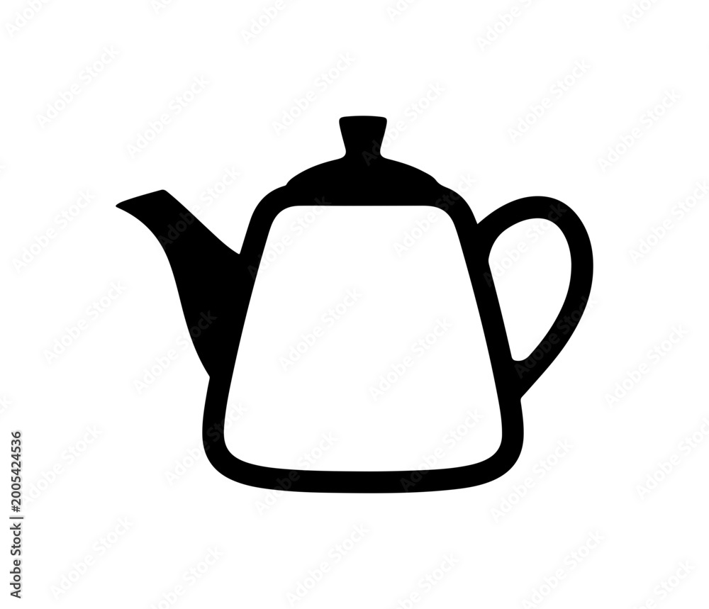 Obraz premium Classic Black Bold Teapot Icon - Minimalist Vector Art