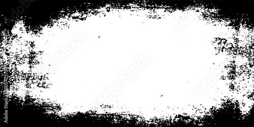 Foto Abstract black and white grunge frame background with distressed border and rough grainy texture