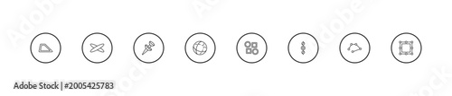 Foto outline geometric figure icons set - push pin, sphere, array