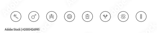 Photos outline medical icons set - p, cells in a circle, scan