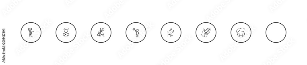Fototapeta premium outline people icons set - businessman dancing, hips, man with idea. editable vector for web and mobile ui