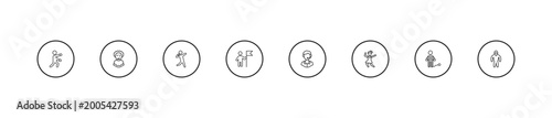 Fotografija outline people icons set - shot put, man holding a flag, phone assistance