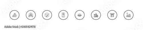 Foto outline travel icons set - packing, mobile map, sun