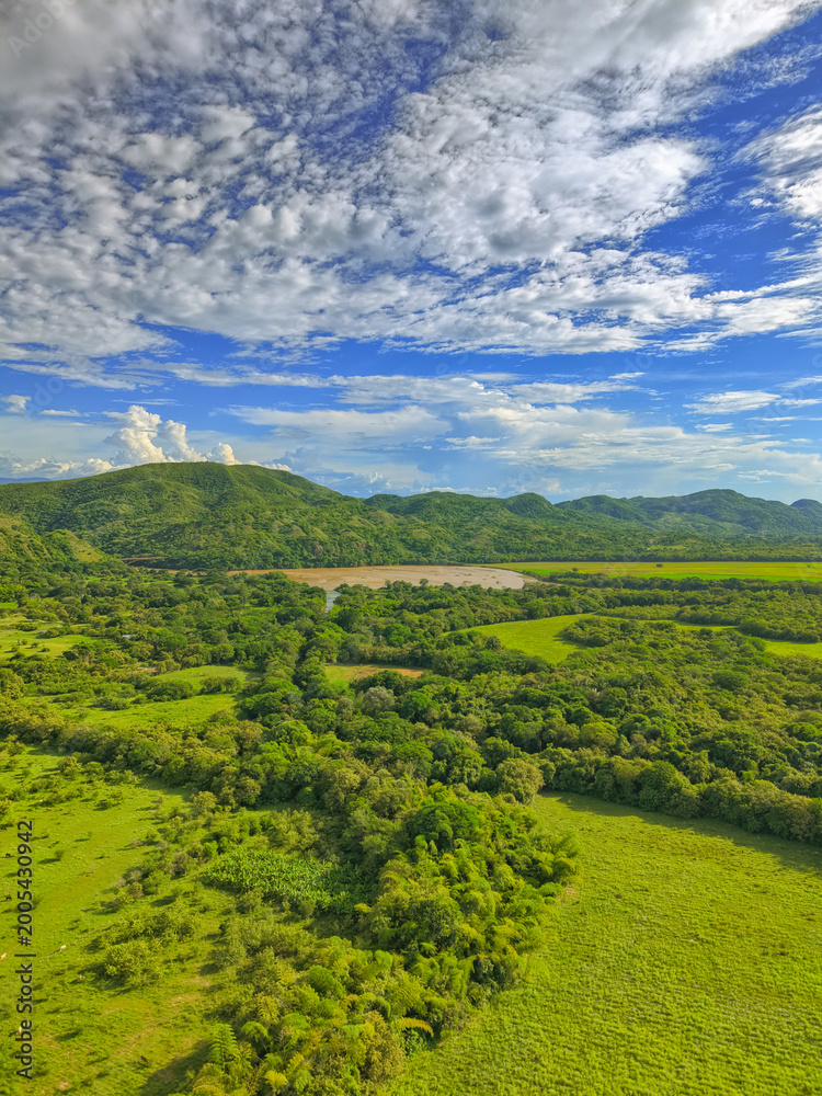 Fototapeta premium Aerial View of Lush Green Landscape in Tatacoa, Colombia