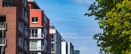 Fotografie fragments modern multi-storey residential buildings European city, high-rise apa