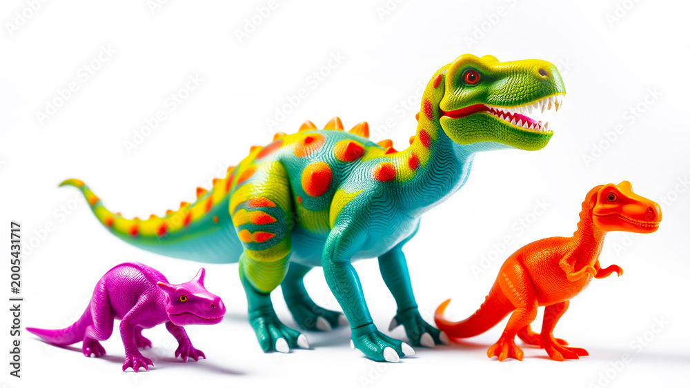 Fototapeta premium Colorful plastic dinosaurs Toys