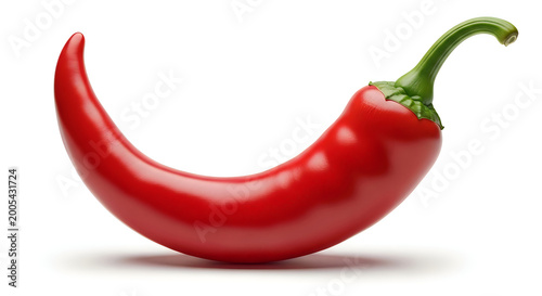 Vibrant red chili pepper on white background a spicy culinary ingredient