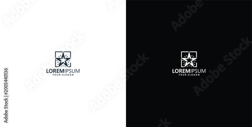 Photos Minimalist logo design featuring a star-like symbol with abstract elements, pres