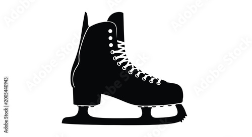 Εκτύπωση καμβά Ice skate silhouette black color on a white background detailed lacing and blade