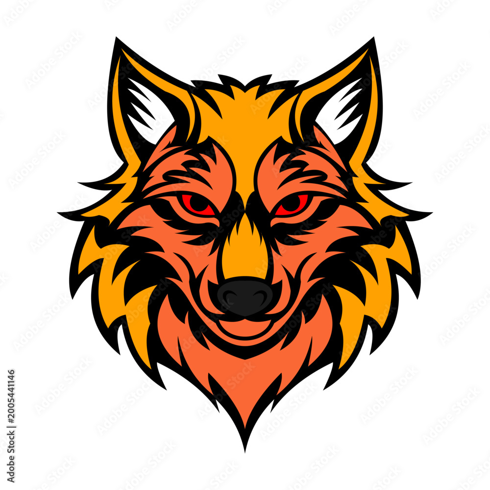 Fototapeta premium head of a fox vector illustration design. Design of illustration vector of fox art.