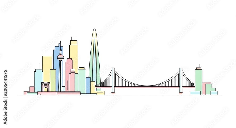 Fototapeta premium Cityscape line art