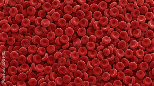 Red blood cells crowd the entire microscopic space to illustrate the complex biological nature of human circulatory systems and medical research in a vivid and scientifically accurate environment.