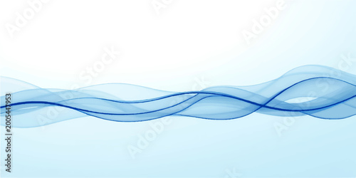 Cuadro en lienzo An abstract blue wave design features a flowing vector pattern with light curves