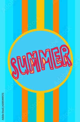 Poster, summer in vertical.	Colorful.
