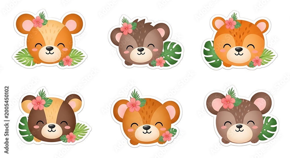 Fototapeta premium Cartoon bear stickers