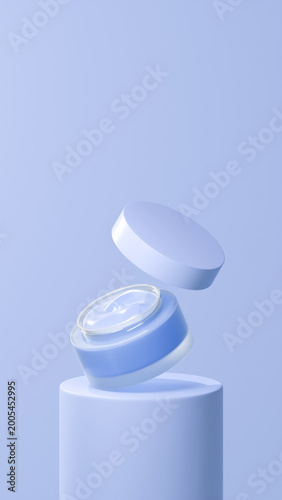 Foto isolated floating pot cream in demure blue color, floating pot cream on a tube p