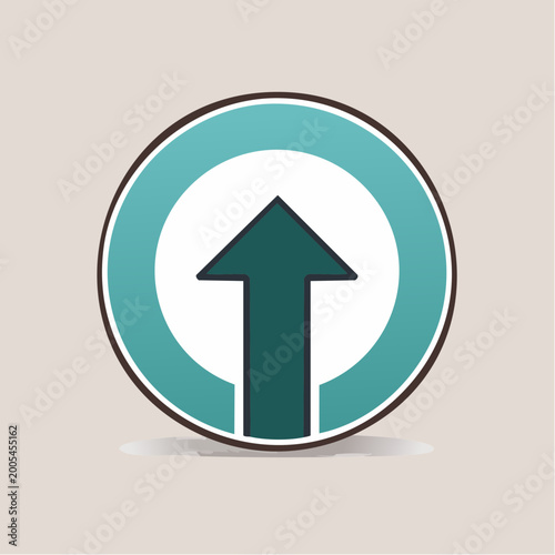 Free Download Green arrow pointing up inside a teal circle with a brown outline - GFXLoad