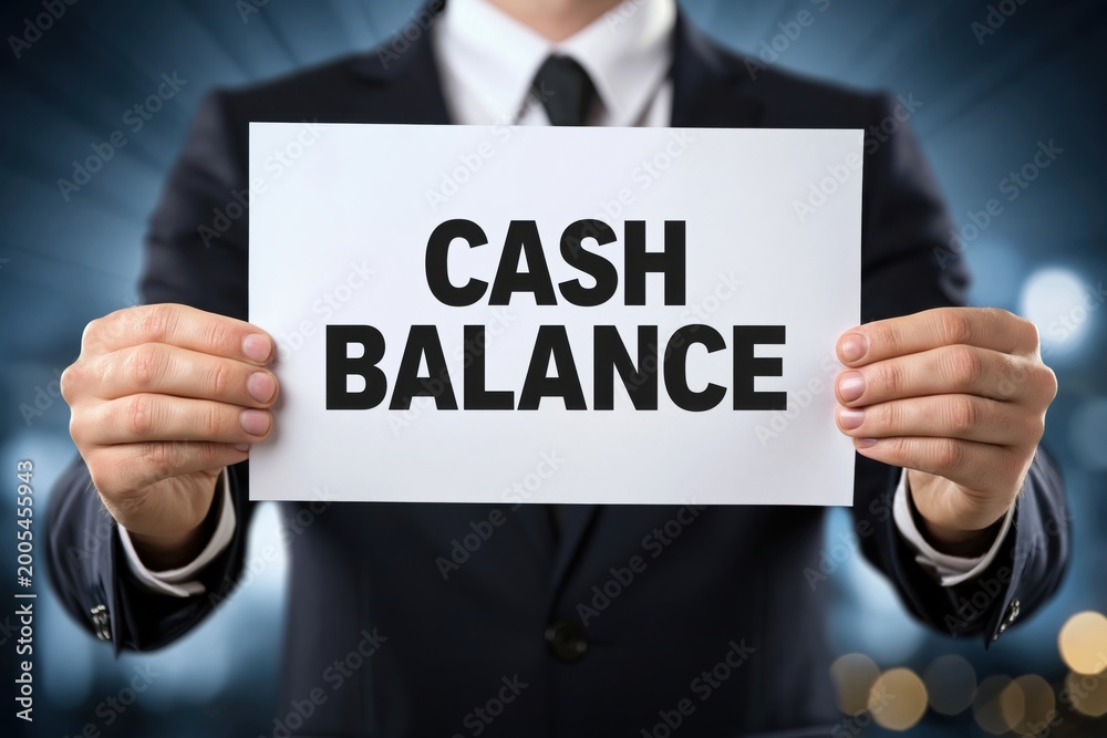 Obraz premium Accountant Holding a Sign for Maintaining Cash Balance