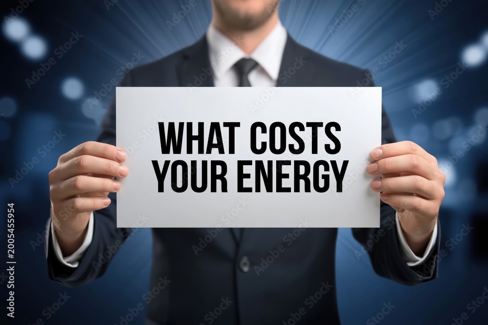 Obraz premium Businessman Asking What Costs Your Energy to Identify Inefficiencies