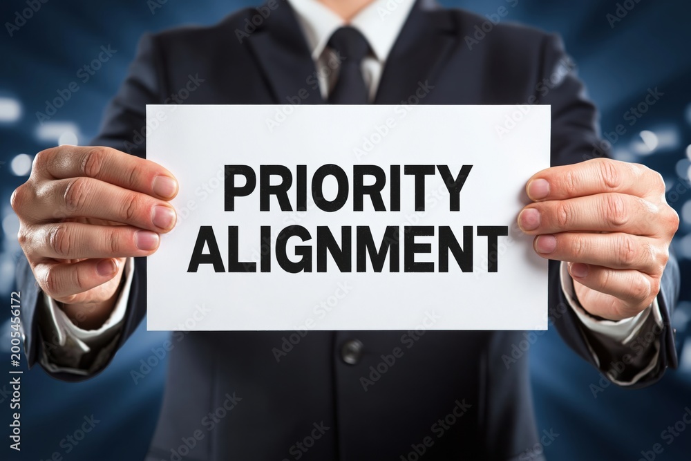Obraz premium Businessman Presenting the Concept of Priority Alignment