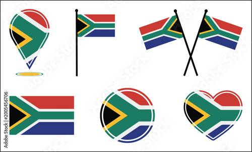 South africa flag icons and symbols isolated on transparent background, Vector Free Download South africa flag icons and symbols isolated on transparent background, Vector - GFXLoad