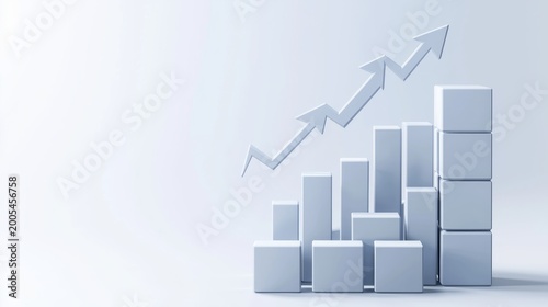 Growth Chart with Ascending Arrow Over Blocks Representing Business Progress and Financial Success