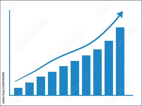 Blue business graph with growing trend line and arrow isolated on transparent background, Vector Free Download Blue business graph with growing trend line and arrow isolated on transparent background, Vector - GFXLoad
