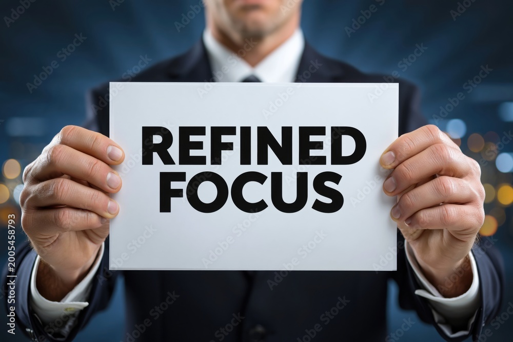 Obraz premium Businessman Holding a Sign for Refined Focus