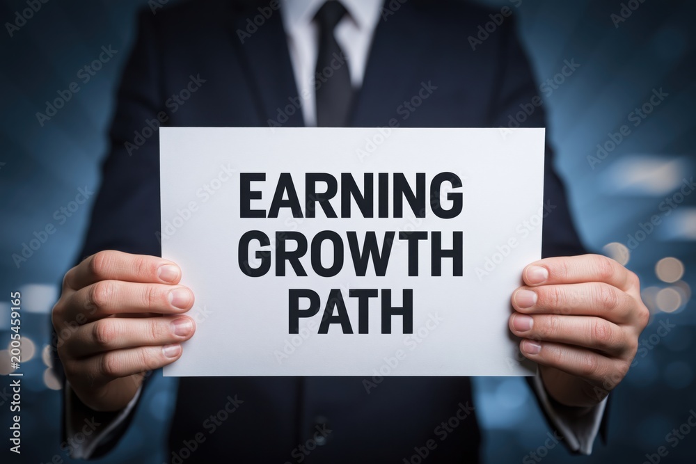 Obraz premium Man in a Suit Presenting an Earning Growth Path