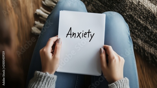 Anxiety handwritten on paper for emotional support articles, wellness blogs, and psychological guides