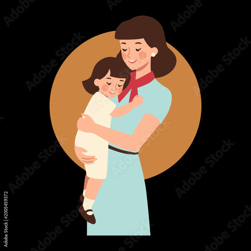 An illustration of a mother who loves her child, suitable for all businesses.