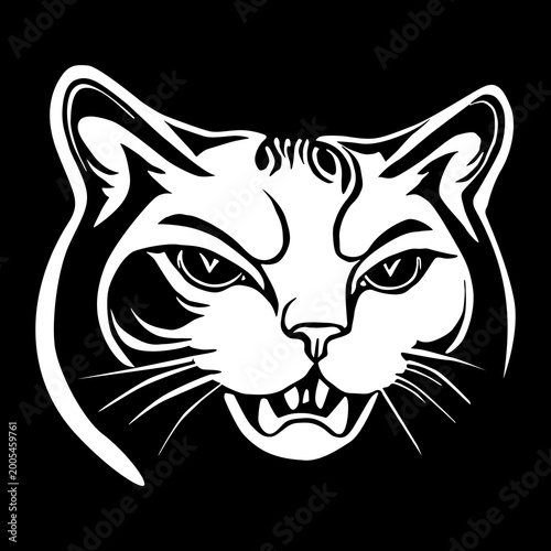 An illustration of a mysterious cat face, suitable for all business matters.