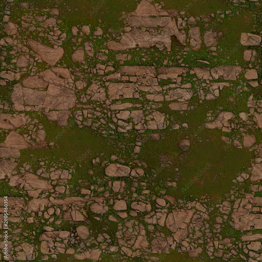Fototapeta premium Seamless Over Head Rock and Grass Ground Soil Texture