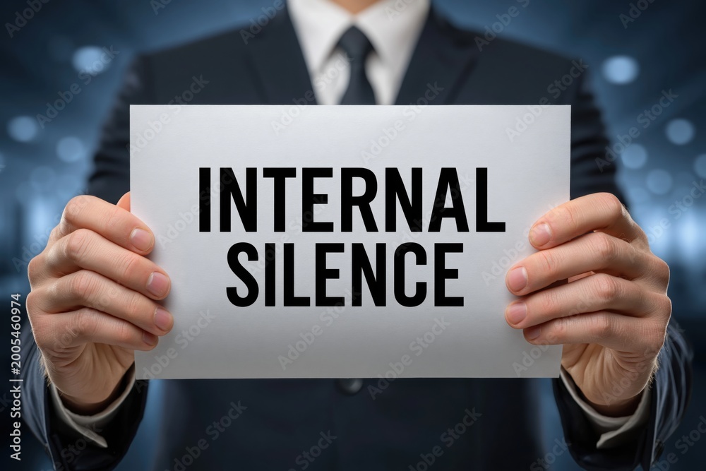 Obraz premium Meditative Businessman Presenting the Idea of Internal Silence