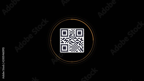 Digital QR Code Scanning Animation with Verification Checkmark