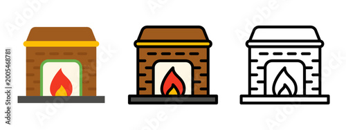 Tableau sur toile Cozy Fireplace for Village Home Heating, Warmth & Interior Comfort