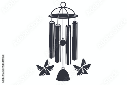 Fotografía Simple Wind Chime Icon, Black and White Hanging Ornament Silhouette for Outdoor